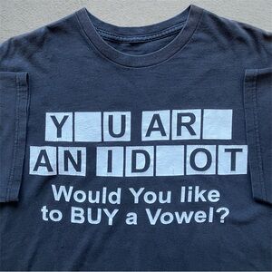 Vintage Wheel Of Fortune Parody Tee Shirt Humor Idiot Vowel M/L Y2K 90s VTG